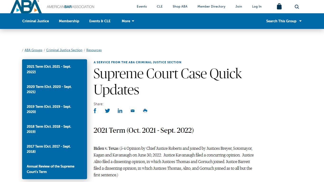 Supreme Court Case Quick Updates - American Bar Association